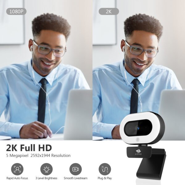 Z-EDGE ZW560S QHD 2K Stream Webcam Auto Focus Web Camera For PC-Desktop-Laptop - Image 4