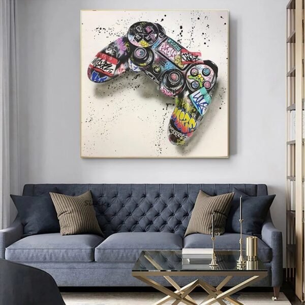 Hot Sale In Foreign Trade Graffiti Game Handle Game Hanging Painting Wall Mural Hd Inkjet Painting Core